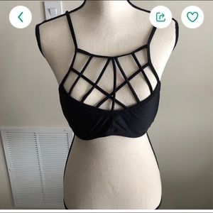 Black bathing suit bikini top